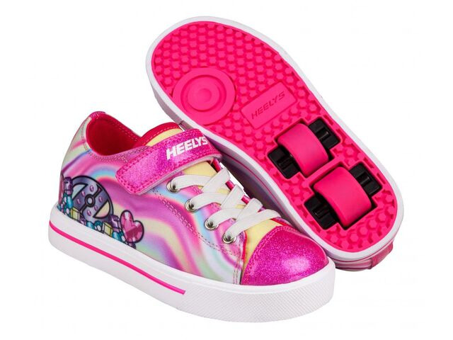 Heelys Snazzy X2 Hot Pink/Multi Heart Swirl Nyl click to zoom image