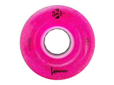 Luminous Wheels Light Up Quad Wheels (4 Pack) 58mm Pink Glitter 78a  click to zoom image
