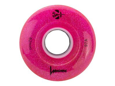 Luminous Wheels Light Up Quad Wheels (4 Pack) 62mm Pink Glitter 97a  click to zoom image