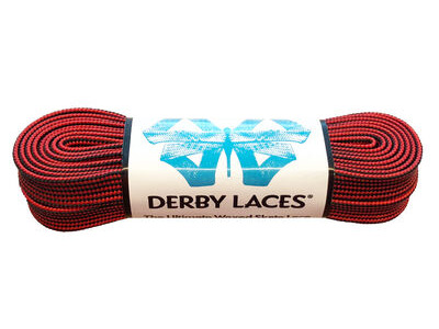 Derby Laces Waxed Roller Derby Laces 72" 72" Black & Red Stripe  click to zoom image