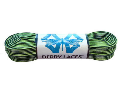 Derby Laces Waxed Roller Derby Laces 72" 72" Black & Lime Green Stripe  click to zoom image