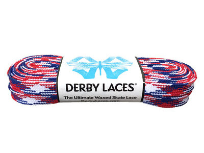 Derby Laces Waxed Roller Derby Laces 72" 72" Red, White & Blue  click to zoom image