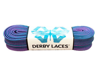 Derby Laces Waxed Roller Derby Laces 120" 120" Purple & Teal Stripe  click to zoom image