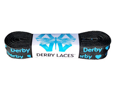 Derby Laces Waxed Roller Derby Laces 120" 120" Black Derby Heart  click to zoom image