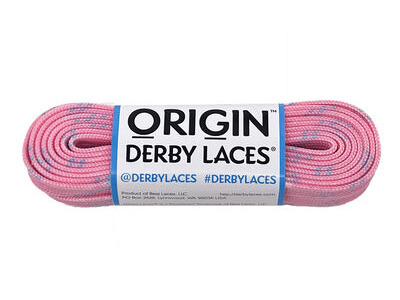 Derby Laces Waxed Roller Derby Laces 120" 120" Pink Cotton Candy with Blue Trace  click to zoom image