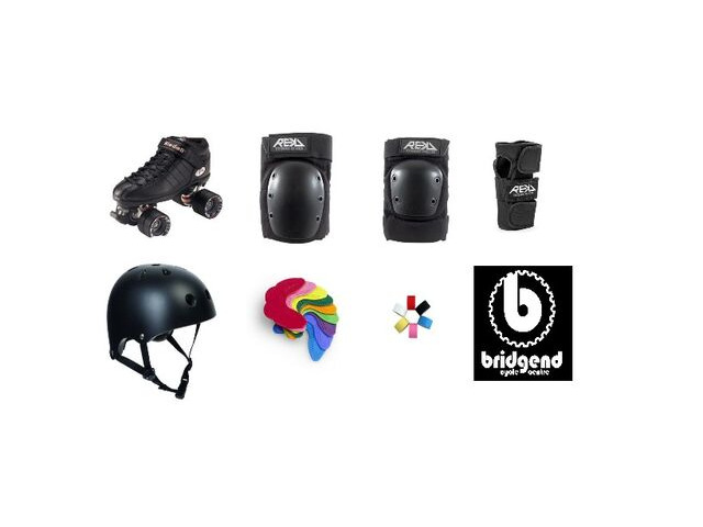 Riedell R3 Skates with Rekd Pads, SFR Helmet & SISU Mouth Guard click to zoom image